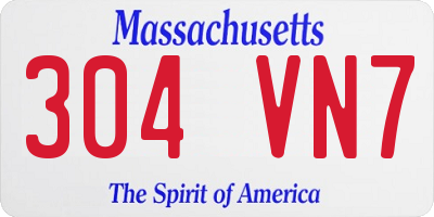 MA license plate 304VN7