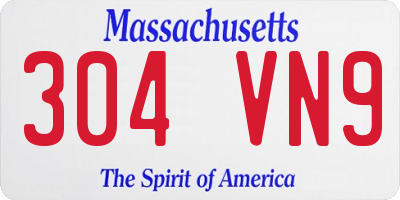 MA license plate 304VN9