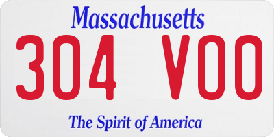 MA license plate 304VO0