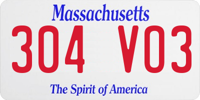 MA license plate 304VO3