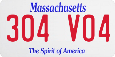 MA license plate 304VO4