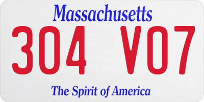 MA license plate 304VO7