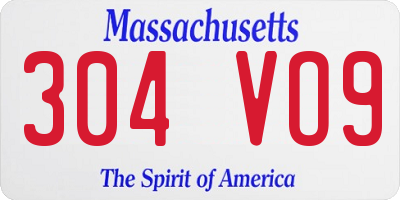 MA license plate 304VO9