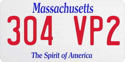 MA license plate 304VP2