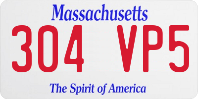 MA license plate 304VP5