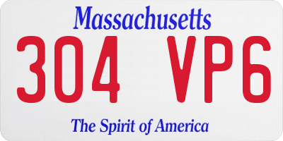 MA license plate 304VP6