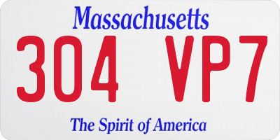 MA license plate 304VP7
