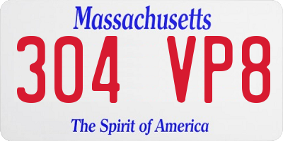 MA license plate 304VP8