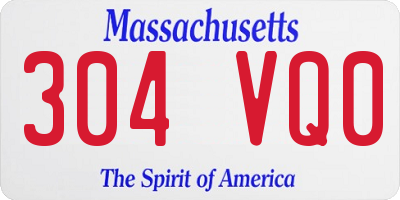 MA license plate 304VQ0