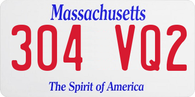 MA license plate 304VQ2