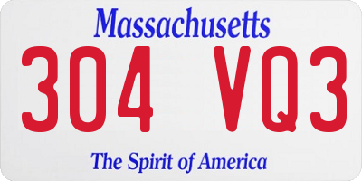 MA license plate 304VQ3