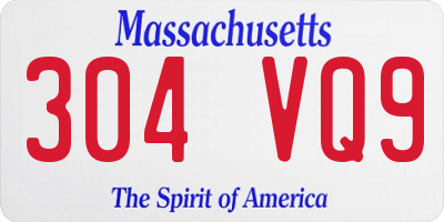 MA license plate 304VQ9