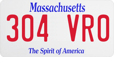 MA license plate 304VR0