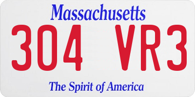 MA license plate 304VR3
