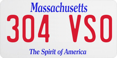 MA license plate 304VS0