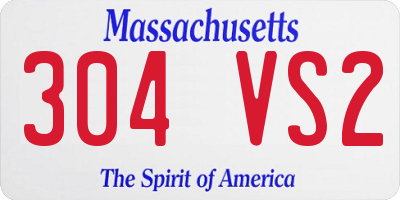 MA license plate 304VS2