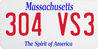 MA license plate 304VS3