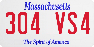 MA license plate 304VS4