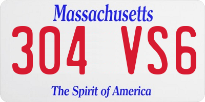 MA license plate 304VS6