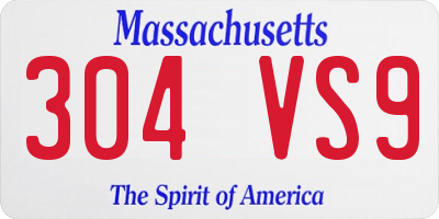 MA license plate 304VS9