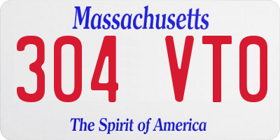 MA license plate 304VT0