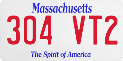MA license plate 304VT2