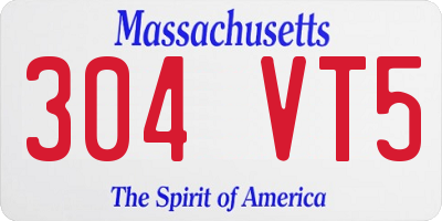MA license plate 304VT5