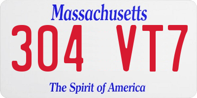 MA license plate 304VT7