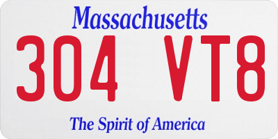MA license plate 304VT8