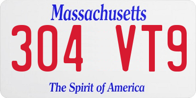 MA license plate 304VT9