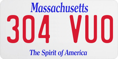 MA license plate 304VU0