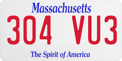 MA license plate 304VU3