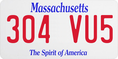 MA license plate 304VU5