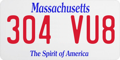 MA license plate 304VU8