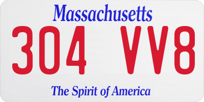 MA license plate 304VV8