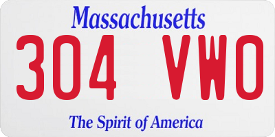 MA license plate 304VW0