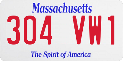 MA license plate 304VW1