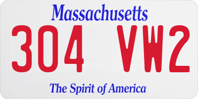 MA license plate 304VW2