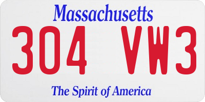 MA license plate 304VW3