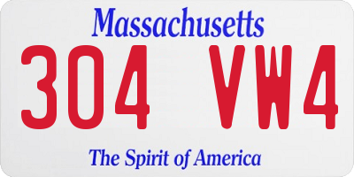 MA license plate 304VW4