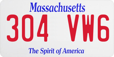 MA license plate 304VW6