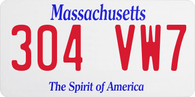 MA license plate 304VW7