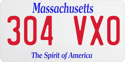 MA license plate 304VX0