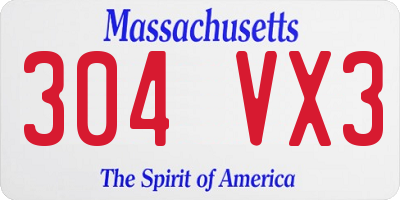 MA license plate 304VX3