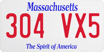 MA license plate 304VX5