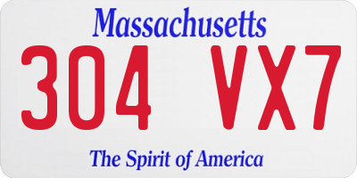 MA license plate 304VX7