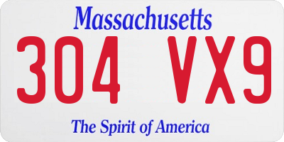 MA license plate 304VX9