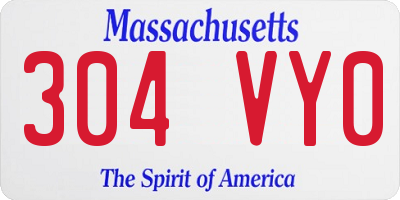 MA license plate 304VY0