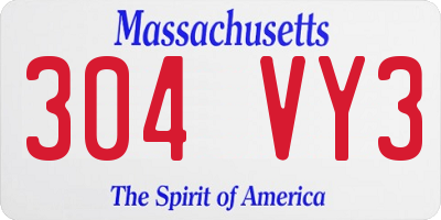 MA license plate 304VY3