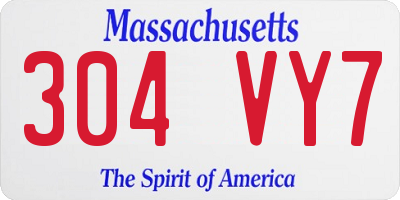 MA license plate 304VY7